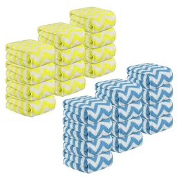 Kuber Industries Yellow 24 Pieces Printed Super Absorbent 250 GSM Microfibre Face Towels-37