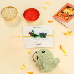 Eyaas Quilled Peacock Rakhi Gift Set With Crochet Toy & Roli Tika-image-22