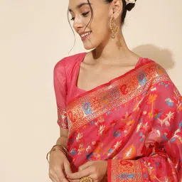 KALINI Woven Design Zari Silk Blend Saree-13