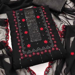 DIVASTRI Floral Embroidered Sequinned Unstitched Dress Material-image-99