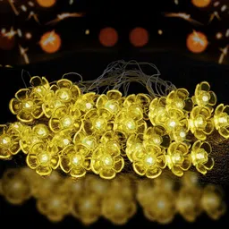 Kuber Industries Orange Flower Shape String Lights image 1