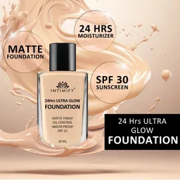 INTIMIFY 24Hrs Ultra Glow Foundation With Matte Finish & SPF 25 - 30 ml - Brown image 3