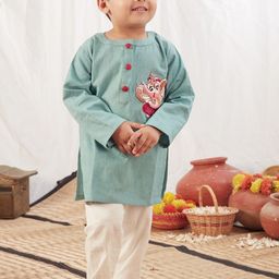 Vivedkids Boys Embroidered Regular Pure Cotton Kurta with Pyjamas-36