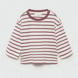 Mango Kids Boys Striped Drop-Shoulder Sleeves Pure Cotton T-shirt-image-88