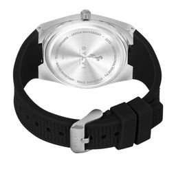 Sylvi Men Patterned Dial & Straps Analogue Multi Function Watch Pro-Blk-Silver-Blk-PU image 2