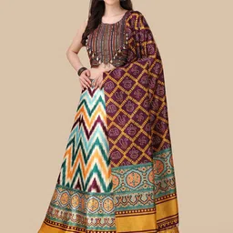 Kaizen TEXO FAB Printed Semi-Stitched Lehenga & Unstitched Blouse With Dupatta-image-92