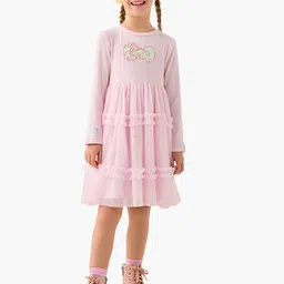 Juniors by Babyshop Girls Round Neck Long Sleeves Sequined Fit and Flare Dress-picture-10