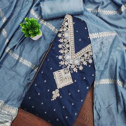 Panzora Floral Embroidered Sequinned Unstitched Dress Material-picture-17
