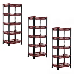 Kuber Industries Maroon 3 Pieces Multipurpose 5-Layer Storage Rack Kitchen Organiser-16