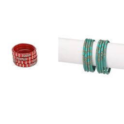 SOMIL Women Set Of 2 Red & Blue Glass Artificial Stones Bangles-image-67