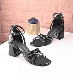 Styli Women Criss Cross Strap Detail Block Heel Sandals-12