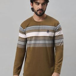 BE POSITIVE Men Striped Round Neck T-shirt-image-41