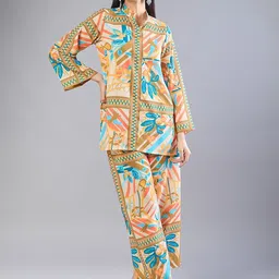 Samyukta Singhania Floral Printed Mandarin Collar Tunic With Palazzos-image-55