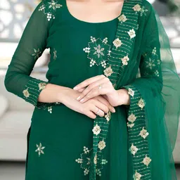 Label Shaurya Sanadhya Ethnic Motifs Embroidered Sequined Kurta with Sharara & Dupatta image 2