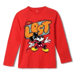 Wear Your Mind Boys Mickey Mouse Printed Pure Cotton Applique T-shirt-image-94