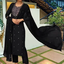 Aaghnya Women Ethnic Motifs Embroidered Kurta with Trousers & Dupatta-38