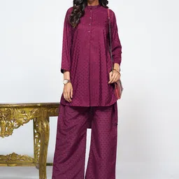 Sangria Above Knee Length Kurta With Palazzo-picture-19