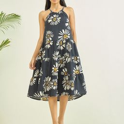 luyk Girls Floral Printed Halter Neck Tiered A-Line Dress-image-76