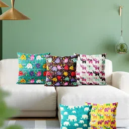 ArtzFolio Multicoloured Set of 5 Velvet Square Cushion Covers-image-75