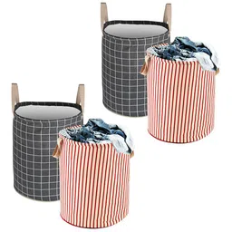 Kuber Industries Maroon & Grey 4-Pieces Printed Cotton Laundry Bag-25
