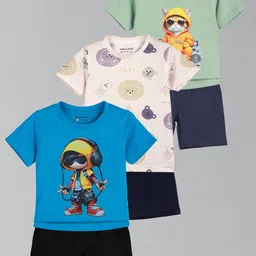 HELLCAT Boys Pack Of 3 Printed Short Sleeves T-shirt With Shorts-image-68