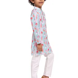 baesd Funny Bones Clothings Boys Printed Regular Linen Kurta with Pyjamas image 3