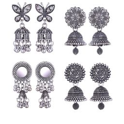 Sangria Peacock Shaped Jhumkas Earrings-image-61