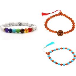 Divine souvenirs Unisex Set Of 3 Artificial Beaded Elasticated Bracelets-image-45