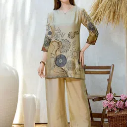 NIGHT FLOSS Floral Printed Tunic With Trousers Co-Ords-90