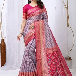 HERE&NOW Ethnic Motifs Zari Silk Cotton Handloom Ilkal Saree-picture-29