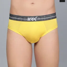 HRX by Hrithik Roshan Pack Of 2 Mid Rise Basic Briefs HRX_BRF_002_YLW_BLK_2PC-53
