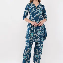 dhartii Summer Garden Printed Asymmetrical Tunic With Trouser Co-Ords-picture-1