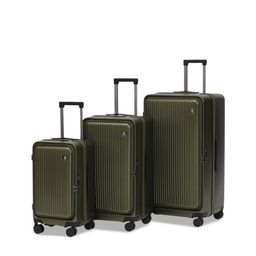 SWISS MILITARY Jade Hard Set Of 3 Textured Hard Sided Large Medium & Cabin Trolley Bags-image-20