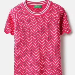 United Colors of Benetton Girls Geometric Self Design Round Neck Cotton Top-picture-39