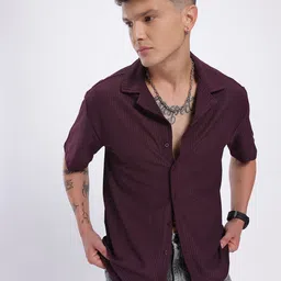 glitchez Timeless Textures Open-Knit Semi Sheer Casual Shirt-image-80