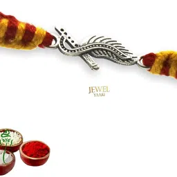 Designer Latest_O2764 Gold Finish Rakhi, Chawal Roli Pack Set-97