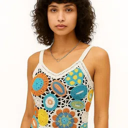 sollobell Floral Emboridered Shoulder Straps Fitted Top-picture-38