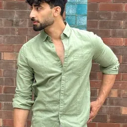 Be Savage Slim Fit Long Sleeves Linen Shirt-image-97