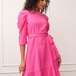 Tokyo Talkies Puff Sleeve Fit & Flare Dress-image-62