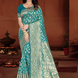 KALINI Woven Design Zari Silk Blend Kanjeevaram Saree-picture-21