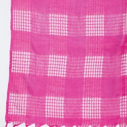 Clora Creation Magenta Checked Pure Cotton Dupatta image 3