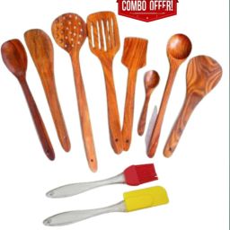 Handicraft Spoon Set |Cooking Spoon |Wooden Spoon Set Of 10| Wooden, Silicone Serving Spoon, Dessert Spoon, Tea Spoon Set-12
