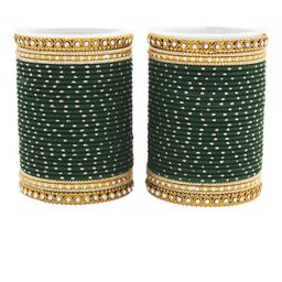 leshya Set of 64 Brass-Plated Artificial Stones Studded Bangles image 2
