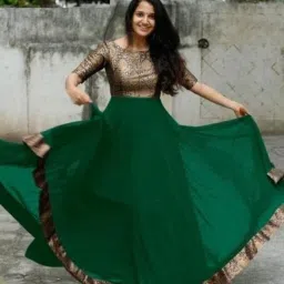 Women Fit and Flare Green Maxi/Full Length Dress-image-81
