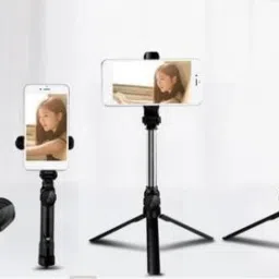 dilgona Smart Gadget 3in1 Selfie Stick multi-function Wireless Bluetooth XT-01 , XT-02 Selfie Stick with Remote Shutter 360 Rotate Extendable Handheld Foldable Mini Tripod Stand Foldable, selfie stick, tripod, bluetooth shutter for Smartphones Professional Remote Control Selfie Stick Monopod Kit, Tripod Tripod Ball Head image 2