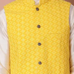 Anouk Mandarin Collar Straight Kurta With Pyjama & Nehru Jacket image 2