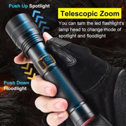 finaro ZOOMABLE METAL5 Modes Flashlight, Super Bright Cree T6 LED Torch Light Torch image 3