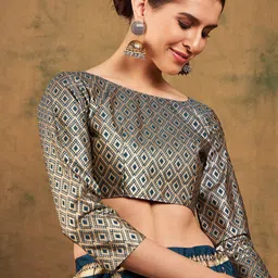 MANVAA Woven Design Semi-Stitched Lehenga & Unstitched Blouse With Dupatta image 3