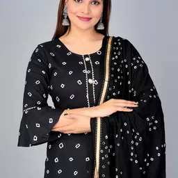 KALINI Bandhani Printed Kurta with Sharara & Dupatta image 2
