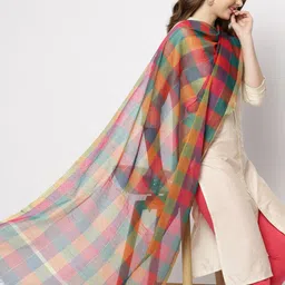 Dupatta Bazaar Yellow & Green Checked Dupatta image 2